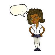 cartoon woman with hands on hips speech bubble N72