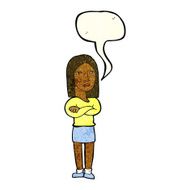 cartoon woman with folded arms speech bubble N10