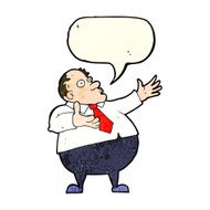 cartoon exasperated middle aged man with speech bubble N4