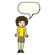 cartoon woman shrugging shoulders with speech bubble N170