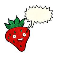 cartoon happy strawberry with speech bubble N2