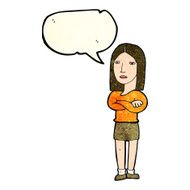 cartoon woman with folded arms speech bubble N11