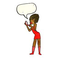 cartoon woman applying lipstick with speech bubble N3