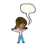 cartoon woman gesturing with speech bubble N10