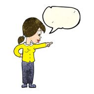 cartoon enthusiastic woman pointing with speech bubble N4