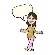cartoon woman with no worries speech bubble N14