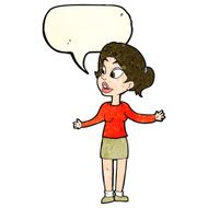 cartoon pretty woman explaining something with speech bubble N4