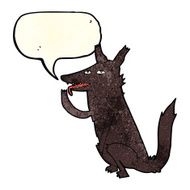 cartoon wolf licking paw with speech bubble N2