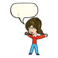 cartoon woman gesturing with speech bubble N11