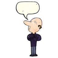 cartoon balding man with speech bubble N7