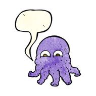 cartoon alien squid face with speech bubble N9