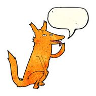 cartoon fox licking paw with speech bubble N2