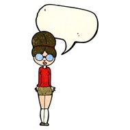 cartoon librarian woman with speech bubble N4