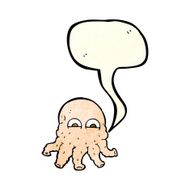 cartoon alien squid face with speech bubble N10