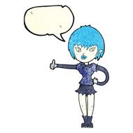 cartoon vampire girl giving thumbs up sign with speech bubble N5