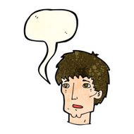 cartoon worried man with speech bubble N28