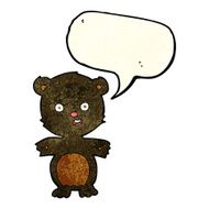 cute black bear cartoon with speech bubble N3