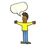 cartoon happy man with speech bubble N149
