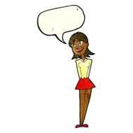 cartoon happy woman with speech bubble N86