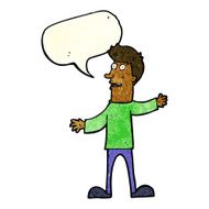 cartoon surprised man with speech bubble N47