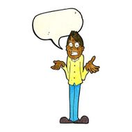 cartoon man shrugging shoulders with speech bubble N14