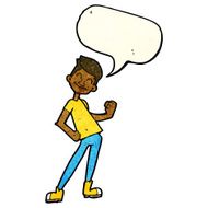 cartoon celebrating man with speech bubble N3