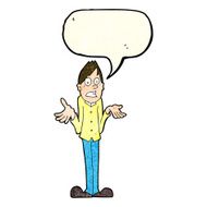 cartoon man shrugging shoulders with speech bubble N15