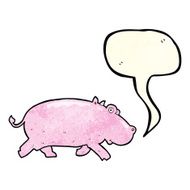 cartoon hippopotamus with speech bubble N3