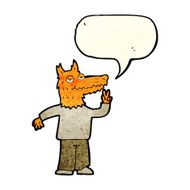 cartoon happy fox man with speech bubble N10