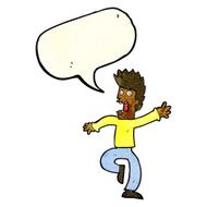 cartoon frightened man with speech bubble N25