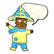 cartoon magical mushroom man with speech bubble N3