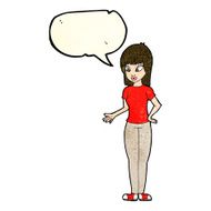 cartoon woman explaining with speech bubble N19