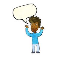 cartoon frightened man with speech bubble N26