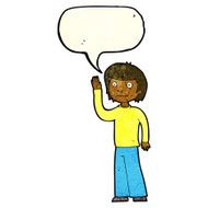 cartoon friendly boy waving with speech bubble N3