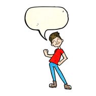 cartoon celebrating man with speech bubble N4