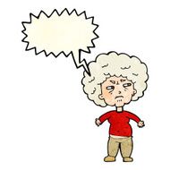 cartoon annoyed old woman with speech bubble N8