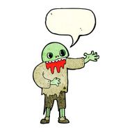 cartoon spooky zombie with speech bubble N4