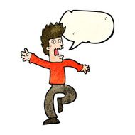 cartoon frightened man with speech bubble N27