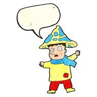 cartoon magical mushroom man with speech bubble N4