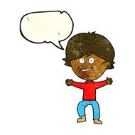 cartoon happy boy laughing with speech bubble N9