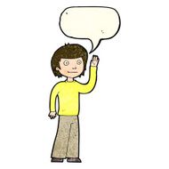 cartoon friendly boy waving with speech bubble N4