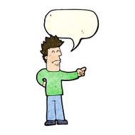 cartoon man pointing with speech bubble N65