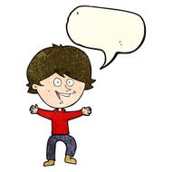 cartoon happy boy laughing with speech bubble N10