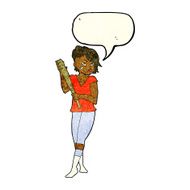 cartoon pretty punk girl with baseball bat speech bubble N3