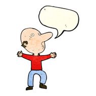 cartoon worried middle aged man with speech bubble N4
