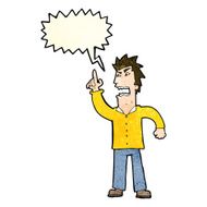 cartoon angry man making point with speech bubble N4