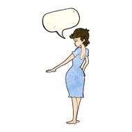 cartoon pretty woman looking at nails with speech bubble N4