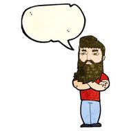 cartoon serious man with beard speech bubble N8
