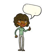 cartoon woman giving thumbs up symbol with speech bubble N26