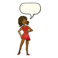 cartoon proud woman with speech bubble N6